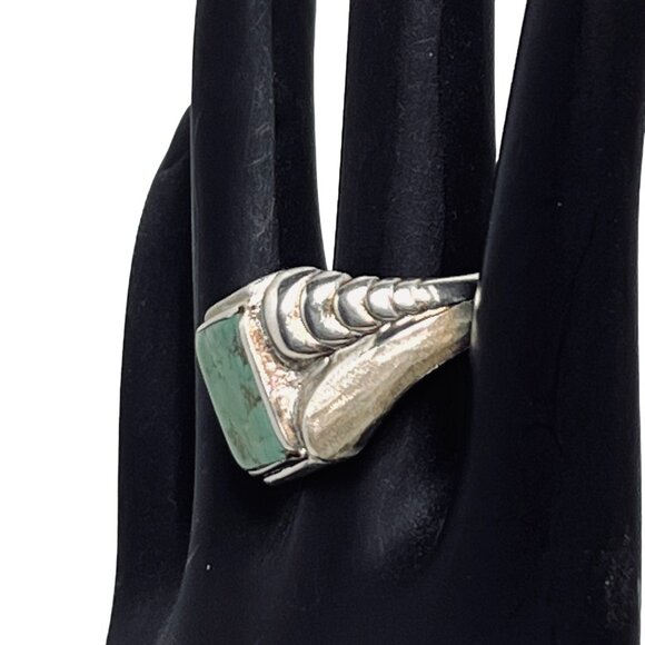 Vintage Clark and Coombs Sterling Silver Turquoise Men’s Ring (R359) - Picture 3 of 7